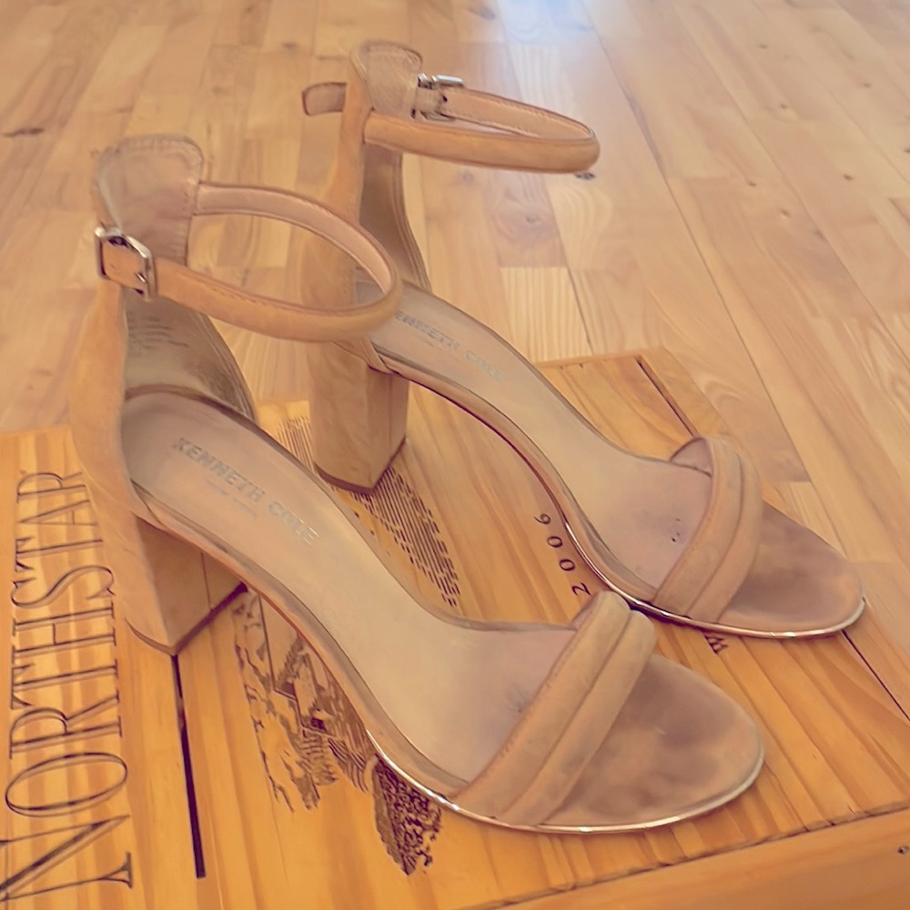 Kenneth Cole suede ankle-strap block heels